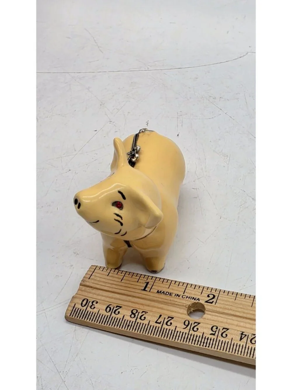 Enamel Hinged Pig Trinket Box Magnetic Closure Vintage Farmhouse Country Swine